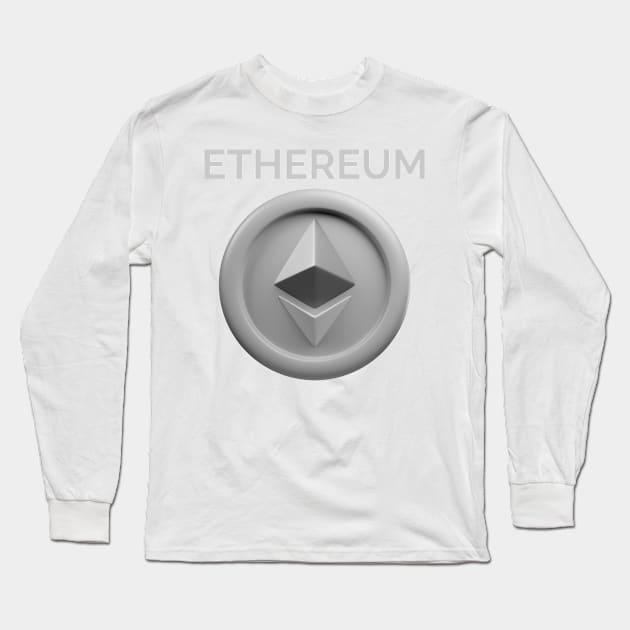 Ethereum 3d front view rendering cryptocurrency Long Sleeve T-Shirt by YousifAzeez